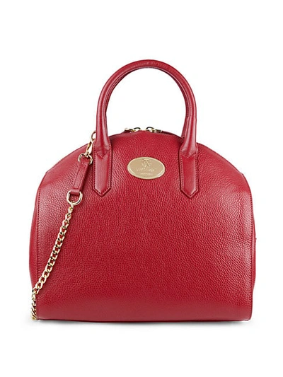 Shop Roberto Cavalli Leather Dome Satchel In Red