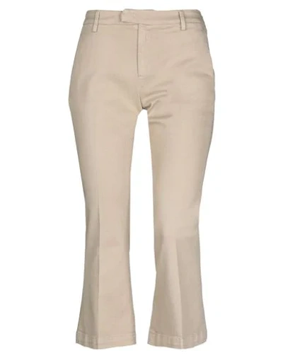 Shop Dondup Cropped Pants In Beige