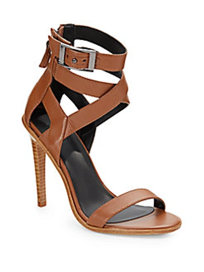 Tibi Vanya Leather Ankle-strap Sandals In Brown