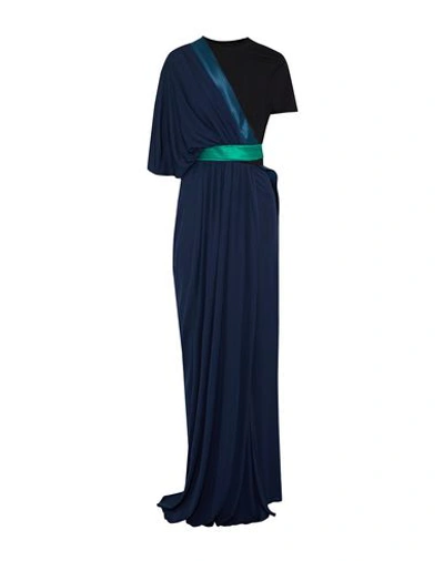 Shop Vionnet Long Dresses In Dark Blue