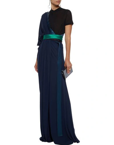 Shop Vionnet Long Dresses In Dark Blue