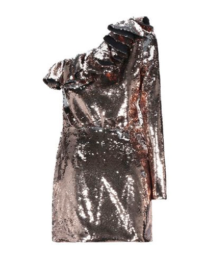 Shop Amen Woman Mini Dress Bronze Size 8 Polyester, Viscose, Polyamide, Elastane In Yellow