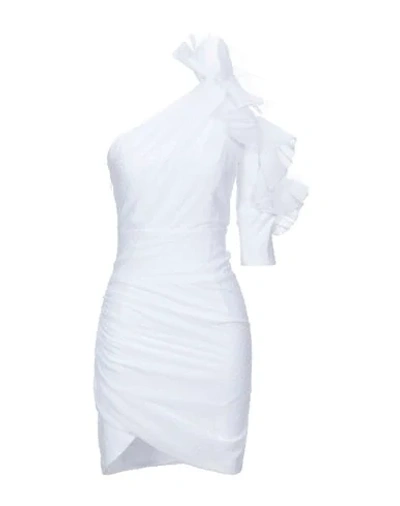 Shop Alexandre Vauthier Woman Short Dress White Size 6 Cotton, Polyamide