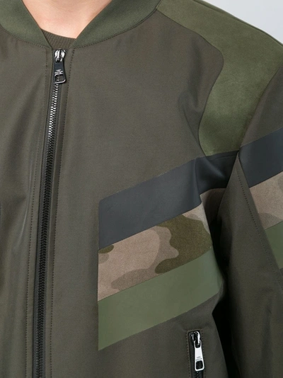 Shop Neilbarrett Panelled Camouflage Bomber Jacket Green