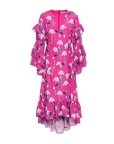 Shop Borgo De Nor Woman Midi Dress Fuchsia Size 2 Polyester In Pink