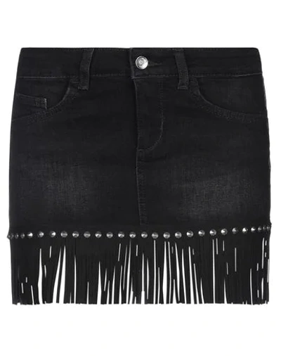 Shop Liu •jo Woman Denim Skirt Black Size 26 Cotton, Elastane