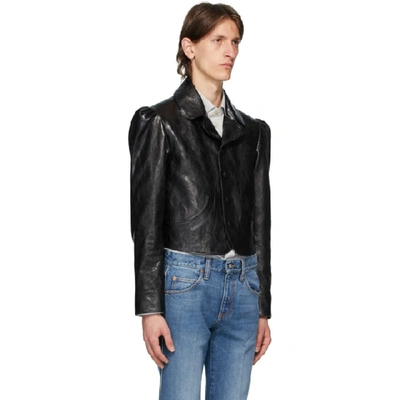 Shop Gucci Black Shiny Leather Jacket In 1000 Black