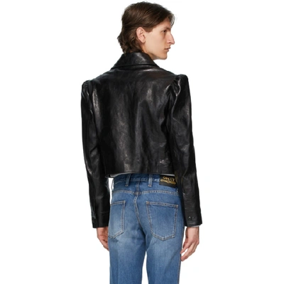 Shop Gucci Black Shiny Leather Jacket In 1000 Black