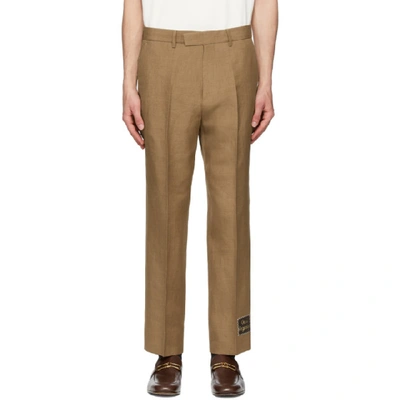 Shop Gucci Brown Linen Trousers In 2471 Bengal