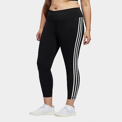 Shop Adidas Originals Adidas Women's Believe This 3-stripes Cropped Training Tights (plus Size) In Black/white