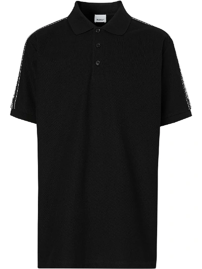 Shop Burberry Logo Panelled Polo Shirt In Black