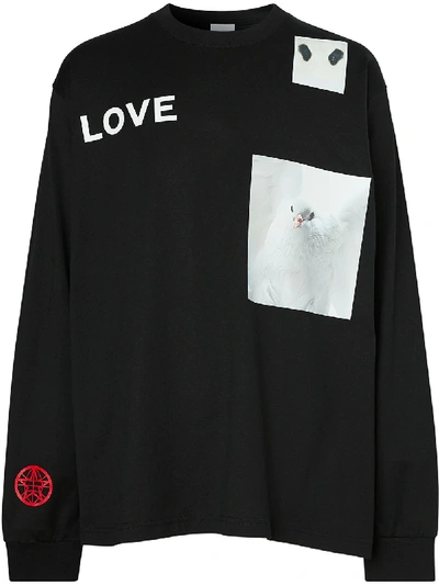 Shop Burberry Montage-print Sweatshirt In Black