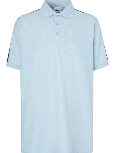 Shop Burberry Logo-tape Polo Shirt In Blue