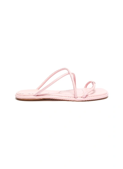 Shop Rosetta Getty Open Toe Strappy Flat Leather Sandals In Pink