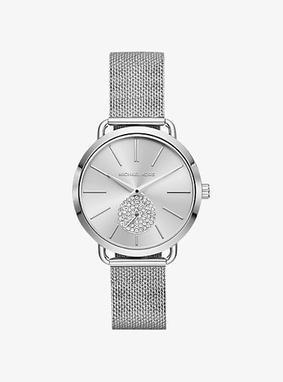 Shop Michael Kors Portia Mesh Silver-tone Watch