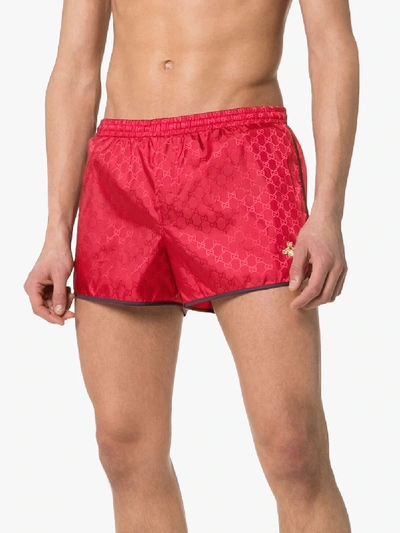 Shop Gucci Gg Logo Shorts In Red