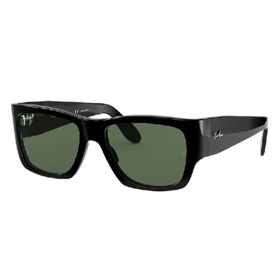 Shop Ray Ban Sunglasses Unisex Nomad - Black Frame Green Lenses Polarized 54-17 In Shiny Black