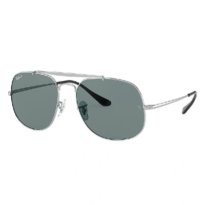 Shop Ray Ban General Sunglasses Silver Frame Grey Lenses Polarized 57-17