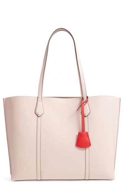 Shop Tory Burch Perry Leather Tote In Shell Pink