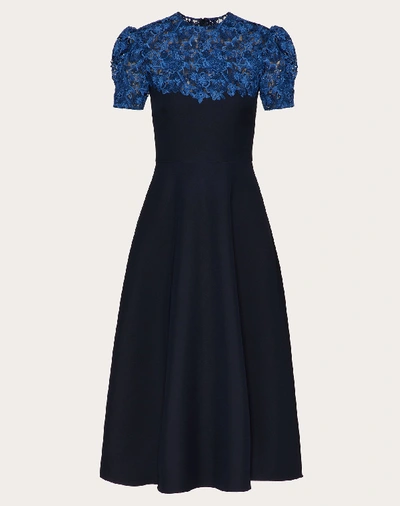 Shop Valentino Crepe Couture Dress In Navy/blue