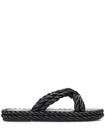 Shop Valentino The Rope Sandals In Black