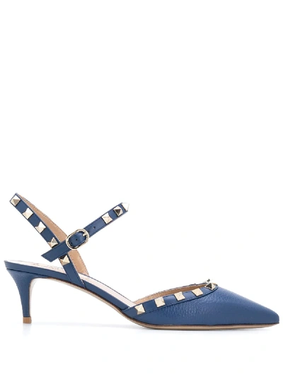 Shop Valentino 'rockstud' Slingback-pumps In Blue