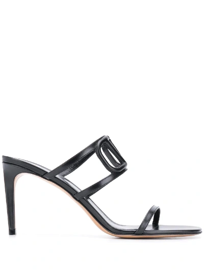 Shop Valentino Vlogo Motif Slip-on Sandals In Black