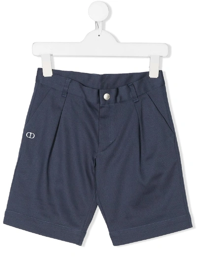 Shop Baby Dior Logo Embroidered Tailored Shorts In Blue