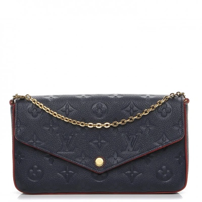 Pre-owned Louis Vuitton Pochette Felicie Monogram Empreinte (without Accessories) Marine Rouge