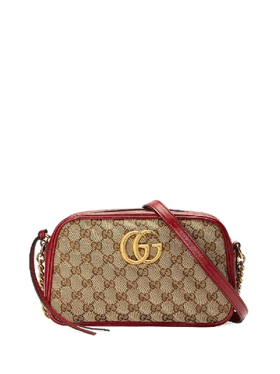 Shop Gucci Gg Marmont Small Leather Shoulder Bag In Red