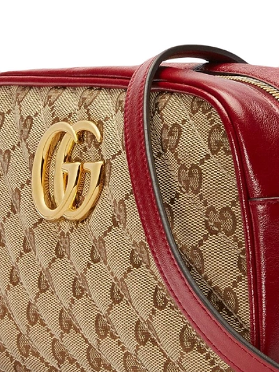 Shop Gucci Gg Marmont Small Leather Shoulder Bag In Red