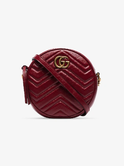 Shop Gucci Marmont Mini Leather Shoulder Bag In Red