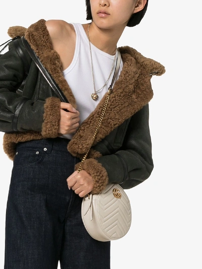 Shop Gucci Marmont Mini Leather Shoulder Bag In White