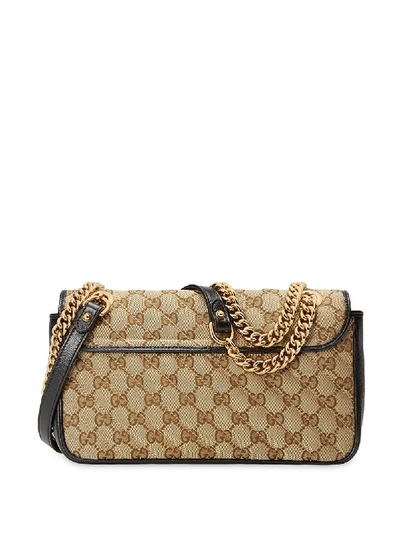 Shop Gucci Marmont Small Leather Shoulder Bag In Black