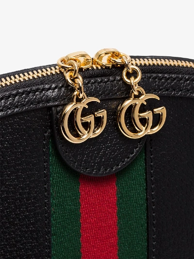 Shop Gucci Ophidia Leather Shoulder Bag In Black