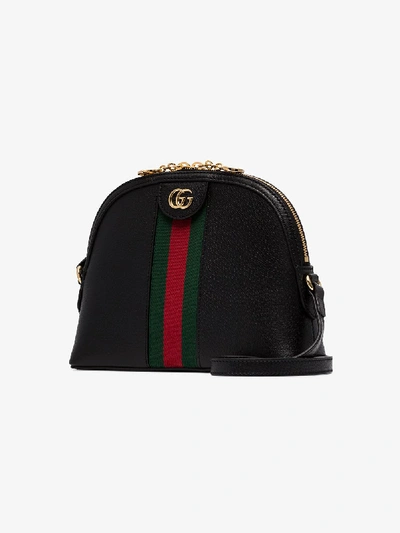 Shop Gucci Ophidia Leather Shoulder Bag In Black