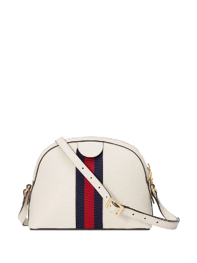 Shop Gucci Ophidia Leather Shoulder Bag In White