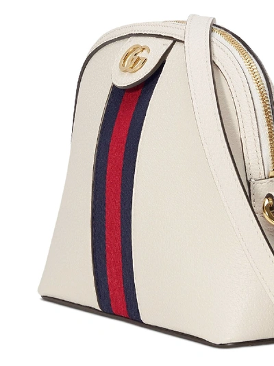 Shop Gucci Ophidia Leather Shoulder Bag In White