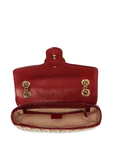 Shop Gucci Marmont Small Leather Shoulder Bag In Red