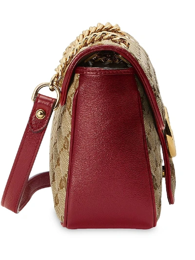 Shop Gucci Marmont Small Leather Shoulder Bag In Red
