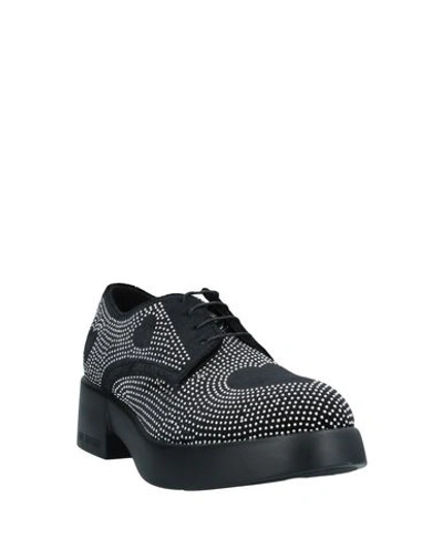 Shop Love Moschino Woman Lace-up Shoes Black Size 5 Textile Fibers
