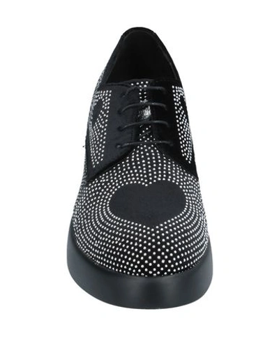 Shop Love Moschino Woman Lace-up Shoes Black Size 5 Textile Fibers