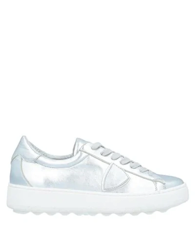 Shop Philippe Model Woman Sneakers Silver Size 7 Soft Leather