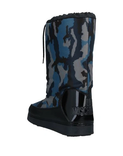 Shop Love Moschino Woman Knee Boots Slate Blue Size 5 Nylon, Textile Fibers