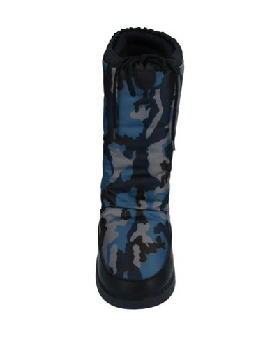 Shop Love Moschino Woman Knee Boots Slate Blue Size 5 Nylon, Textile Fibers