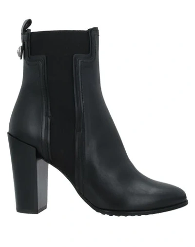 Shop Tod's Woman Ankle Boots Black Size 10.5 Soft Leather, Elastic Fibres
