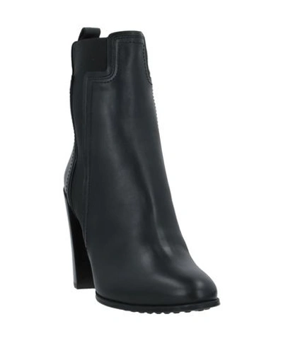 Shop Tod's Woman Ankle Boots Black Size 10.5 Soft Leather, Elastic Fibres