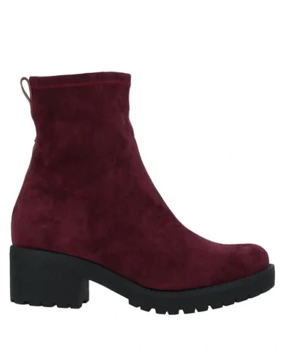Shop Docksteps Woman Ankle Boots Burgundy Size 8 Textile Fibers, Soft Leather In Red