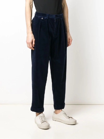 Shop Polo Ralph Lauren Pleated Corduroy Trousers In Blue