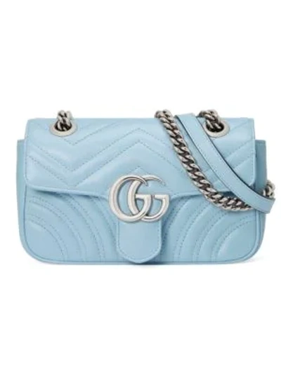 Shop Gucci Women's Gg Marmont Mini Bag In Porcelin Blue